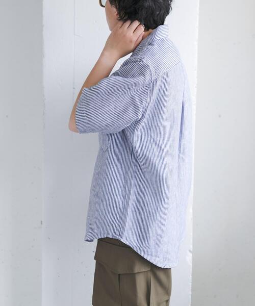 FORK&SPOON(フォークアンドスプーン)の「FORK&SPOON フレンチリネンオープンカラーショートスリーブシャツ(シャツ/ブラウス・メンズ・ブラウン/ブルー系その他/ベージュ系その他・4/5)」の11枚目の写真