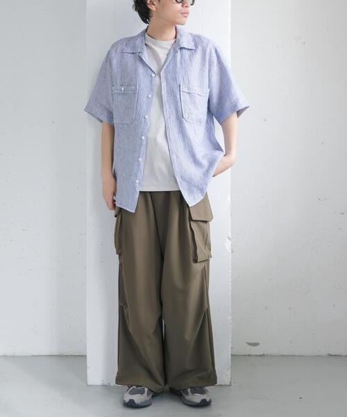 FORK&SPOON(フォークアンドスプーン)の「FORK&SPOON フレンチリネンオープンカラーショートスリーブシャツ(シャツ/ブラウス・メンズ・ブラウン/ブルー系その他/ベージュ系その他・4/5)」の12枚目の写真