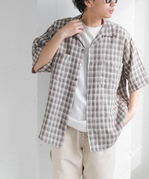 FORK&SPOON(フォークアンドスプーン)の「FORK&SPOON フレンチリネンオープンカラーショートスリーブシャツ(シャツ/ブラウス・メンズ・ブラウン/ブルー系その他/ベージュ系その他・4/5)」の15枚目の写真