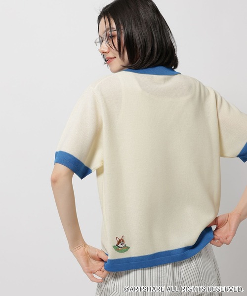 WIGGLE WIGGLE(ウィグルウィグル)の「【wiggle wiggle(ウィグルウィグル)】コラボ バイカラー鹿の子ポロシャツ(ニット/セーター・レディース・ネイビー/ベージュ/アイボリー・FREE)」の18枚目の写真