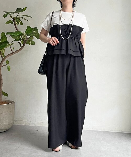 un dix cors(アンディコール)の「フリルセットアップ(つなぎ/オールインワン・レディース・ブラック/ベージュ・FREE)」の7枚目の写真