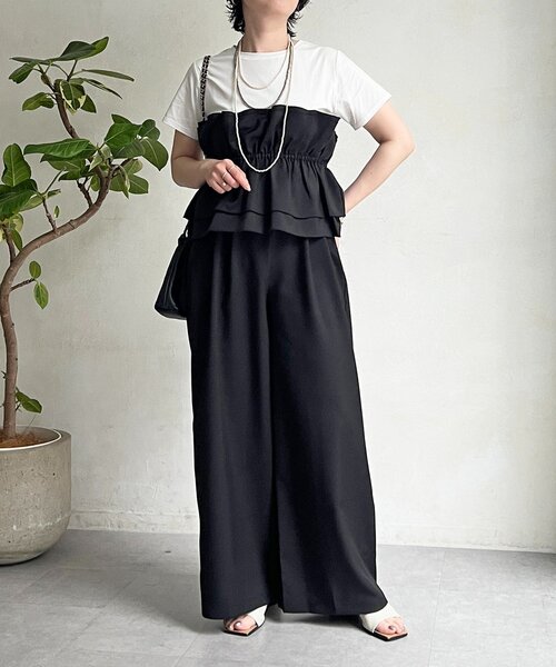 un dix cors(アンディコール)の「フリルセットアップ(つなぎ/オールインワン・レディース・ブラック/ベージュ・FREE)」の10枚目の写真