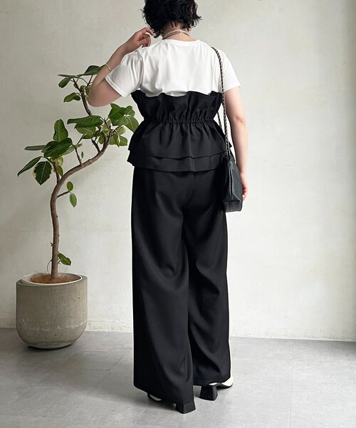 un dix cors(アンディコール)の「フリルセットアップ(つなぎ/オールインワン・レディース・ブラック/ベージュ・FREE)」の11枚目の写真