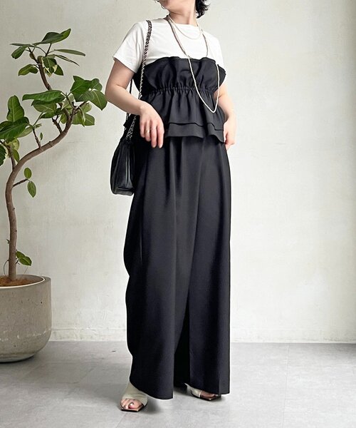 un dix cors(アンディコール)の「フリルセットアップ(つなぎ/オールインワン・レディース・ブラック/ベージュ・FREE)」の13枚目の写真