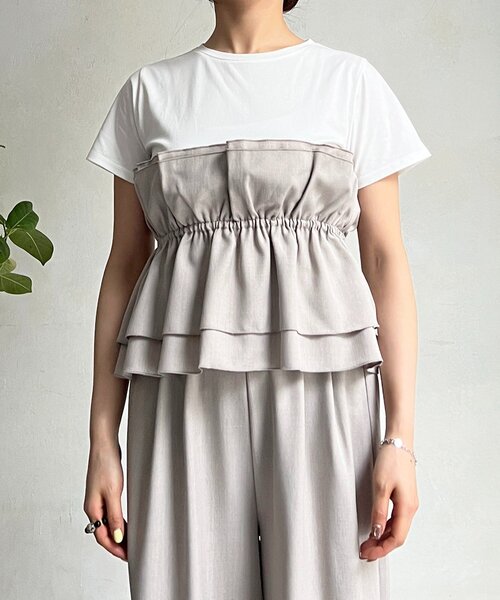 un dix cors(アンディコール)の「フリルセットアップ(つなぎ/オールインワン・レディース・ブラック/ベージュ・FREE)」の21枚目の写真