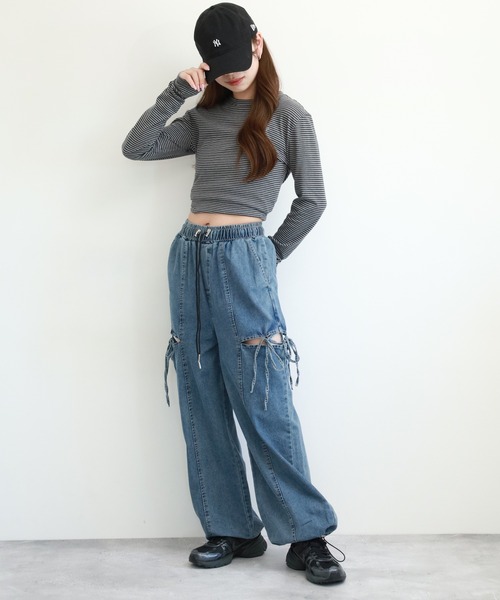 FUNALIVE(ファンアライブ)の「.works8.5ozデニムカットオフパラシュートパンツ(デニムパンツ・レディース・ライトブルー/ブルー/ダークグレー・L/M)」の18枚目の写真