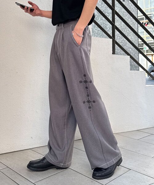CIAOPANIC（チャオパニック）の「サイドステッチワイドスラックス（その他パンツ・メンズ・ブラック/グレー・LARGE/MEDIUM）」の4枚目の写真