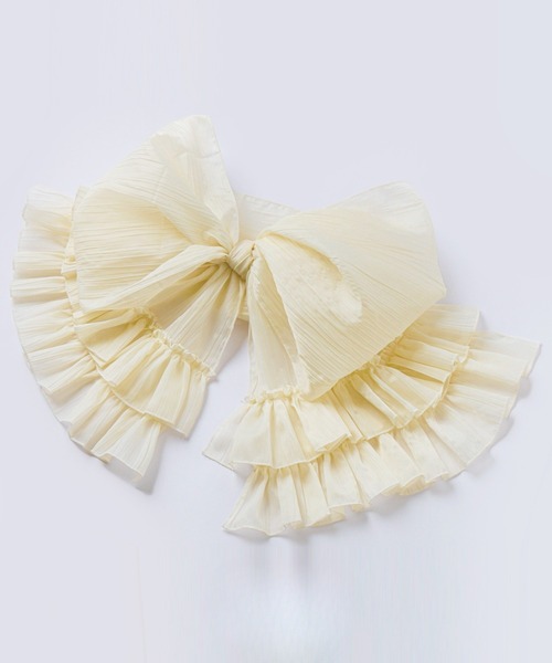 Catherine Cottage(キャサリンコテージ)の「ティアードフリル しわ兵児帯(和装小物・レディース・ライラック/アイボリー/レッド/ピンク/ライトグレー/マスタード/プラム/ネイビー/モカ・S/M)」の13枚目の写真