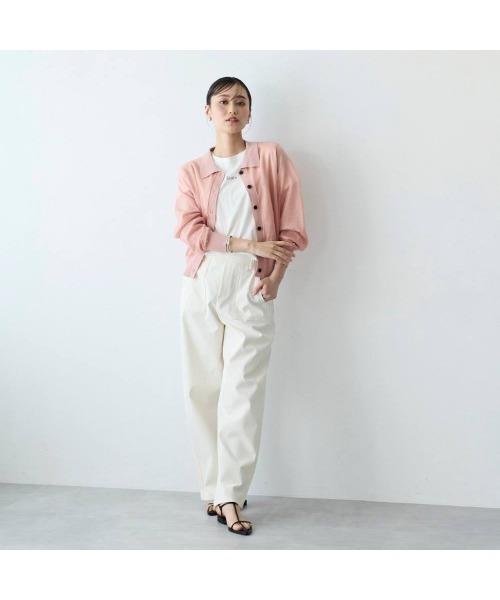COMMON+HAUS(コモンハウス)の「シースルーニットカーディガン(カーディガン/ボレロ・レディース・サーモンピンク/ブラック/オフホワイト・FREE)」の5枚目の写真