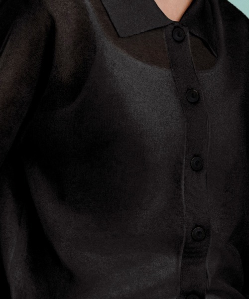 COMMON+HAUS(コモンハウス)の「シースルーニットカーディガン(カーディガン/ボレロ・レディース・サーモンピンク/ブラック/オフホワイト・FREE)」の15枚目の写真