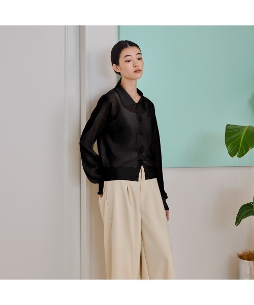 COMMON+HAUS(コモンハウス)の「シースルーニットカーディガン(カーディガン/ボレロ・レディース・サーモンピンク/ブラック/オフホワイト・FREE)」の16枚目の写真