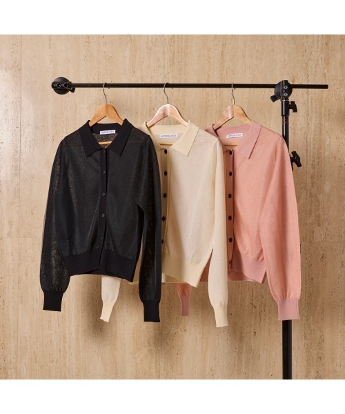 COMMON+HAUS(コモンハウス)の「シースルーニットカーディガン(カーディガン/ボレロ・レディース・サーモンピンク/ブラック/オフホワイト・FREE)」の18枚目の写真