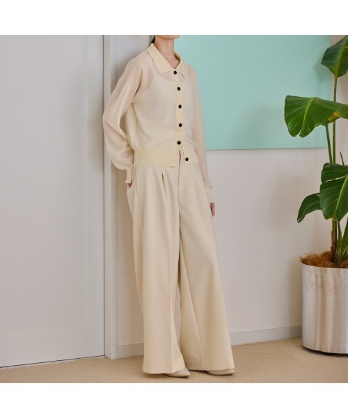 COMMON+HAUS(コモンハウス)の「シースルーニットカーディガン(カーディガン/ボレロ・レディース・サーモンピンク/ブラック/オフホワイト・FREE)」の20枚目の写真