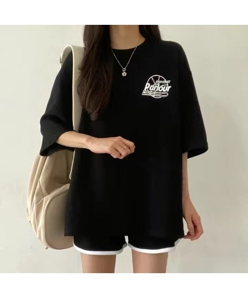 CHEER(チアー)の「スポーティープリントTシャツ×ショートパンツSET(セットアップ・レディース・グレー/ブラック/ライトグレー・M)」の16枚目の写真
