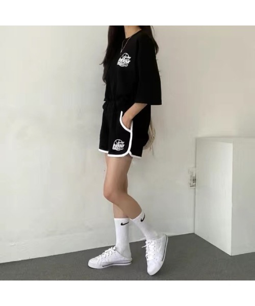 CHEER(チアー)の「スポーティープリントTシャツ×ショートパンツSET(セットアップ・レディース・グレー/ブラック/ライトグレー・M)」の19枚目の写真