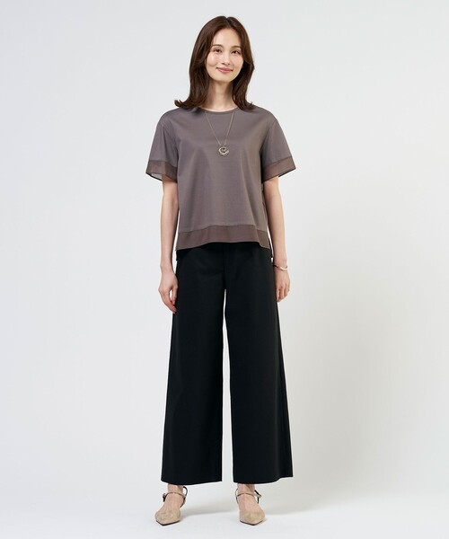 J.PRESS(ジェイプレス)の「【シーンレスに活躍】コットンスムース シアーデザイン カットソー(Tシャツ/カットソー・レディース・ライトグレー系/ライトグリーン系/サックスブルー系/ホワイト系/ネイビー系/ブラウン系・T15/T13)」の7枚目の写真