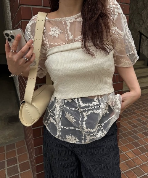 WILLFULLY(ウィルフリー)の「square lace big tee & rib tops SET(Tシャツ/カットソー・レディース・ブラック/ナチュラル・FREE)」の19枚目の写真