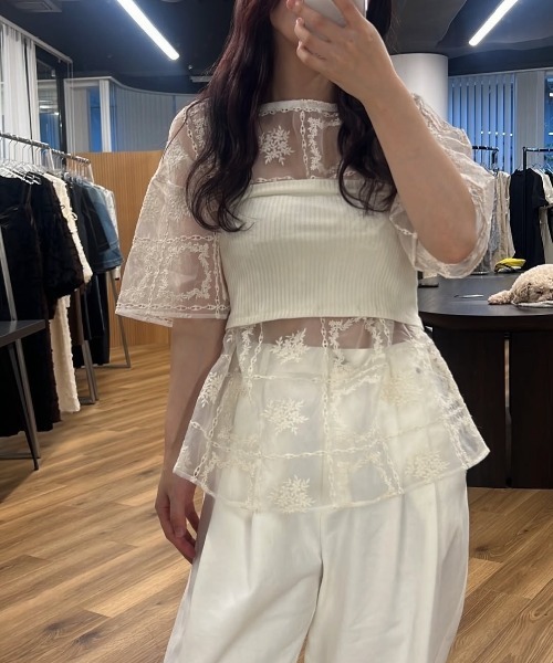 WILLFULLY(ウィルフリー)の「square lace big tee & rib tops SET(Tシャツ/カットソー・レディース・ブラック/ナチュラル・FREE)」の11枚目の写真