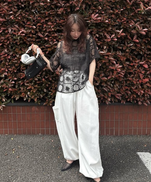 WILLFULLY(ウィルフリー)の「square lace big tee & rib tops SET(Tシャツ/カットソー・レディース・ブラック/ナチュラル・FREE)」の14枚目の写真