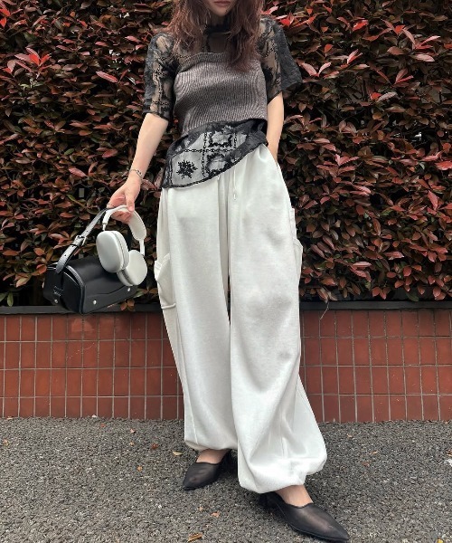 WILLFULLY(ウィルフリー)の「square lace big tee & rib tops SET(Tシャツ/カットソー・レディース・ブラック/ナチュラル・FREE)」の7枚目の写真