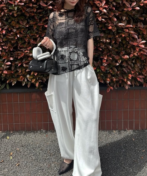 WILLFULLY(ウィルフリー)の「square lace big tee & rib tops SET(Tシャツ/カットソー・レディース・ブラック/ナチュラル・FREE)」の8枚目の写真