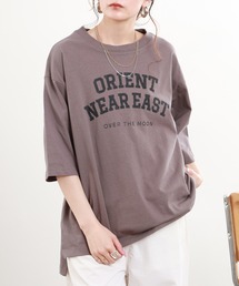 コットンオーバーサイズクルーネックプリントTシャツA 半袖