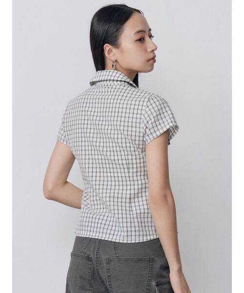 MURUA(ムルーア)の「ジップハーフスリーブシャツ 夏服(シャツ/ブラウス・レディース・ホワイト/ブラック・FREE)」の18枚目の写真