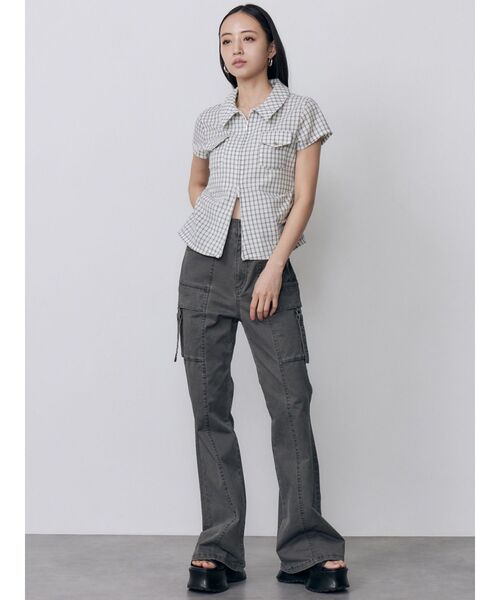 MURUA(ムルーア)の「ジップハーフスリーブシャツ 夏服(シャツ/ブラウス・レディース・ホワイト/ブラック・FREE)」の21枚目の写真