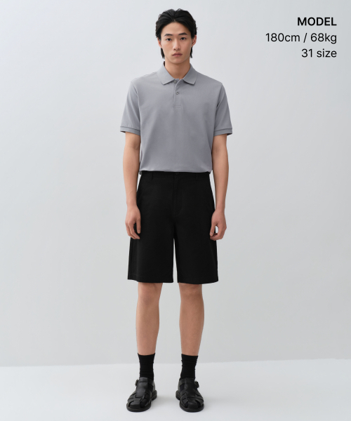 MUSINSA STANDARD（ムシンサスタンダード）の「[クールタンダード] ワイドチノショーツ [ブラック]（その他パンツ・メンズ・その他・26/27/28/29/30/31/32/33/34/36/38/40/42）」の8枚目の写真