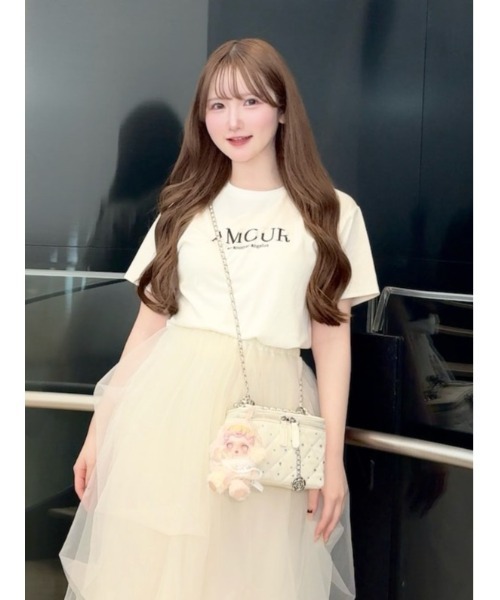 an another angelus(アンアナザーアンジェラス)の「パールロゴ刺繍T/fint フィント(Tシャツ/カットソー・レディース・オフホワイト/ブラック/ライトピンク・FREE)」の1枚目の写真