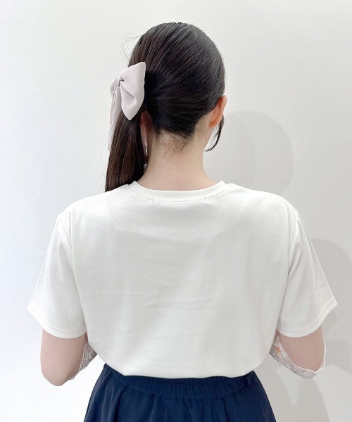 an another angelus(アンアナザーアンジェラス)の「パールロゴ刺繍T/fint フィント(Tシャツ/カットソー・レディース・オフホワイト/ブラック/ライトピンク・FREE)」の7枚目の写真