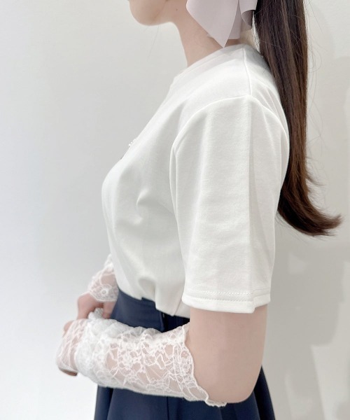 an another angelus(アンアナザーアンジェラス)の「パールロゴ刺繍T/fint フィント(Tシャツ/カットソー・レディース・オフホワイト/ブラック/ライトピンク・FREE)」の8枚目の写真