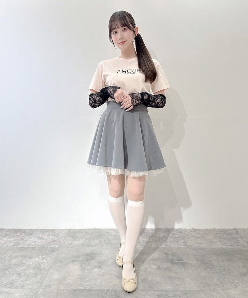 an another angelus(アンアナザーアンジェラス)の「パールロゴ刺繍T/fint フィント(Tシャツ/カットソー・レディース・オフホワイト/ブラック/ライトピンク・FREE)」の9枚目の写真