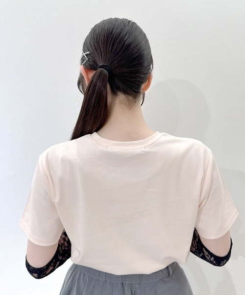 an another angelus(アンアナザーアンジェラス)の「パールロゴ刺繍T/fint フィント(Tシャツ/カットソー・レディース・オフホワイト/ブラック/ライトピンク・FREE)」の10枚目の写真