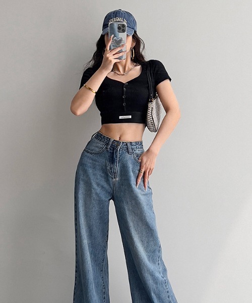 SHEPP(シープ)の「裾ロゴリブフロントボタン半袖カットソー(Tシャツ/カットソー・レディース・ブラック/ホワイト/ライトグレー/ダークグレー/ピンク・F)」の15枚目の写真