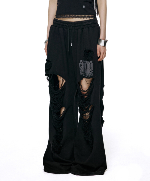 ROCKCAKE（ロックケーキ）の「Creation Damage Jogger - Black（スウェットパンツ・レディース・その他・X-SMALL/SMALL）」の2枚目の写真