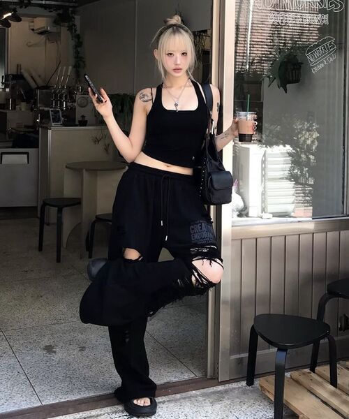 ROCKCAKE（ロックケーキ）の「Creation Damage Jogger - Black（スウェットパンツ・レディース・その他・X-SMALL/SMALL）」の7枚目の写真