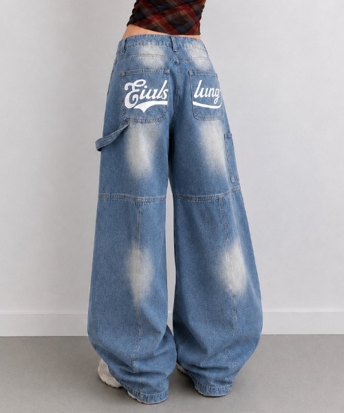 NANEA(ナネア)の「ヴィンテージライク ペインターワイドデニムパンツ(デニムパンツ・レディース・ブルー・MEDIUM/SMALL)」の1枚目の写真