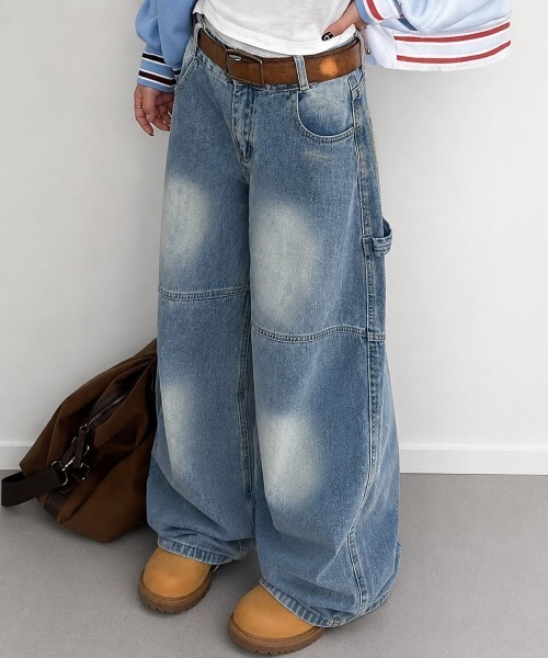 NANEA(ナネア)の「ヴィンテージライク ペインターワイドデニムパンツ(デニムパンツ・レディース・ブルー・MEDIUM/SMALL)」の6枚目の写真