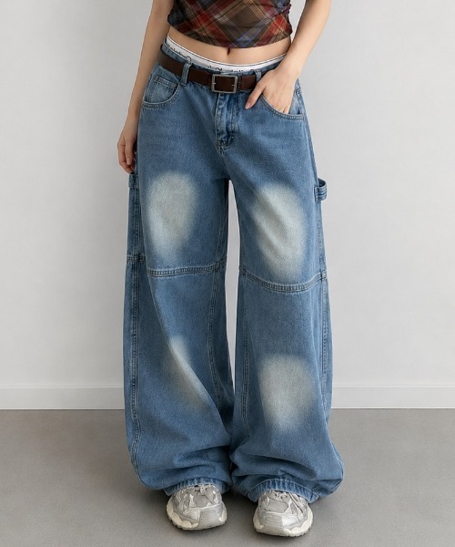 NANEA(ナネア)の「ヴィンテージライク ペインターワイドデニムパンツ(デニムパンツ・レディース・ブルー・MEDIUM/SMALL)」の2枚目の写真