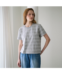 Minimal Logo Stripe T-shirt [Gray]