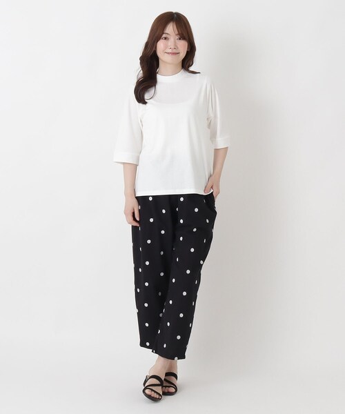 one'sterrace（ワンズテラス）の「【リンネル7月号掲載】綿麻ドット刺繍 コクーンパンツ（その他パンツ・レディース・ネイビー系5/ブラック系8/グレー系その他7・02）」の4枚目の写真