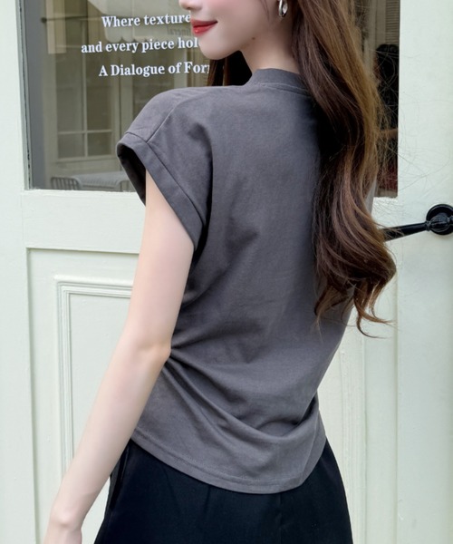Ada.（エイダ）の「サイド ギャザー Vネック カレッジ ロゴ Tシャツ（Tシャツ/カットソー・レディース・ホワイト/グレー/ブラック・FREE）」の18枚目の写真
