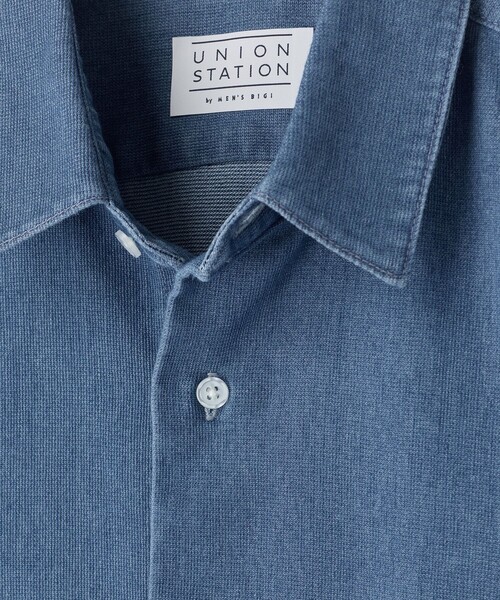 UNION STATION(ユニオンステーション)の「メッシュデニムハーフスリーブシャツ<ストレッチ・ハンドウォッシャブル・通気性>(シャツ/ブラウス・メンズ・ライトブルー/ブルー・M/L)」の11枚目の写真