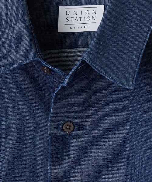 UNION STATION(ユニオンステーション)の「メッシュデニムハーフスリーブシャツ<ストレッチ・ハンドウォッシャブル・通気性>(シャツ/ブラウス・メンズ・ライトブルー/ブルー・M/L)」の4枚目の写真