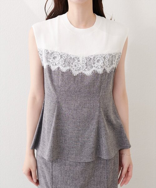 natural couture(ナチュラルクチュール)の「レース切替ペプラムTOPS(シャツ/ブラウス・レディース・イエロー/ライトベージュ/ブラック・FREE)」の8枚目の写真