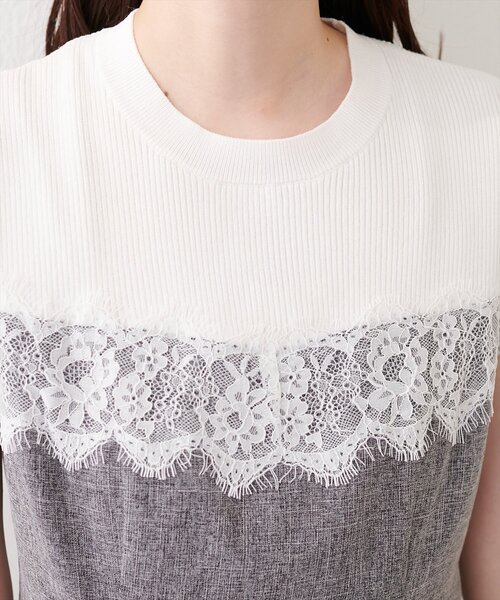 natural couture(ナチュラルクチュール)の「レース切替ペプラムTOPS(シャツ/ブラウス・レディース・イエロー/ライトベージュ/ブラック・FREE)」の13枚目の写真