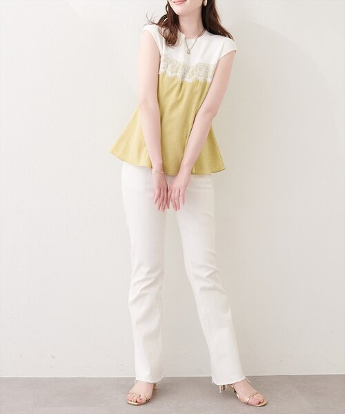 natural couture(ナチュラルクチュール)の「レース切替ペプラムTOPS(シャツ/ブラウス・レディース・イエロー/ライトベージュ/ブラック・FREE)」の19枚目の写真