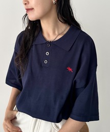 POLOCHAMPS(ポロチャンプス)/ワンポイント刺繍 ポロシャツ 半端袖 オーバーFIT/POLOSHIRT