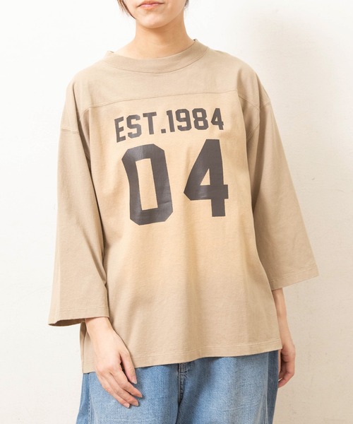 RNA-N(アールエヌエーエヌ)の「M2731 フットボールT(Tシャツ/カットソー・レディース・ベージュ/ブラック/キナリ・FREE)」の10枚目の写真